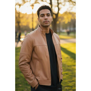 NWT Roundtree & Yorke Premium Lambskin Jacket, Caramel Brown, XL